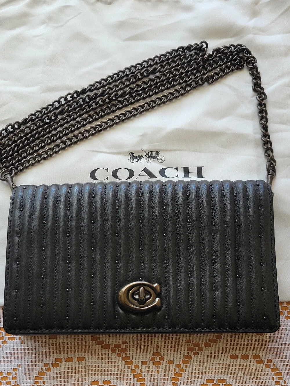 COACH Black Quilted Crossbody Detachable Chain / Convertible